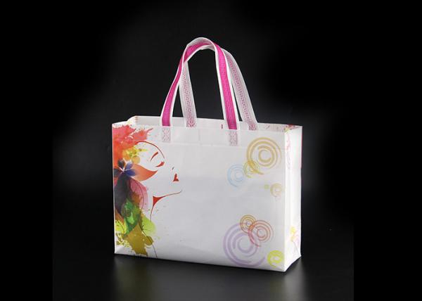 Handle Non Woven Shopping Bag With Gusset , Recycled Grocery Tote Bags