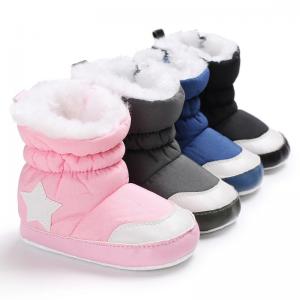 China China Factory Cartoon star soft-sole lovely newborn prewalker eva baby fur boots supplier