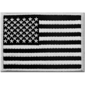 Tactical American Flag Embroidered Patch USA United States of America Military Iron On Sew On Emblem - White & Black