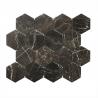 Hexagon shape chip 3x3 inch tile Dark emperador marble mosaic for wall flooring