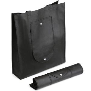 China Black Folding Non Woven Grocery Tote Bags Recycling Environmental Friendly supplier