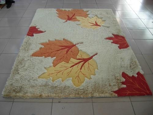 Leaf Natural Structured shaggy Cug 2400G Polyester Very Soft Silk Pile With Acrylic Leaf