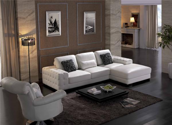 White Button Tufted Sectional Sofa LY081