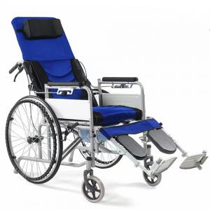 Hospital Lightweight Collapsible Wheelchair Blue Orange Light Foldable Wheelchair