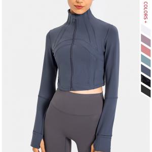 China Zipper Closure Women Yoga Jacket Stretchy Cropped Workout Jacket supplier