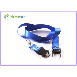 Advertising Blue Lanyard USB Stick 16gb Customized Flash Memory Drive for engineer / designer
