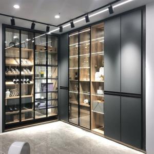 Glass Door Wardrobes Wood Closet Organizers For Bedroom