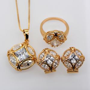 China New Trendy Jewelry Set Women Party Gift 18K Real Gold Plated white zircon Crystal Necklace supplier