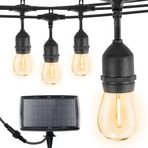 Outdoor Hanging LED Solar String Lights, Vintage Edison Bulbs, Solar Bulb String Light Vintage Bulbs Cafe Cascade Bar