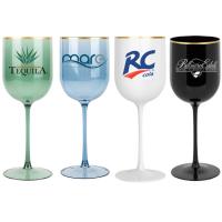 China 15.5oz Reusable Wine Cup With Gold Rim Shatterproof Plastic Wine Goblets on sale