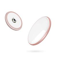 New round led pocket makeup mirror wireless charger logo metal pocket mirror