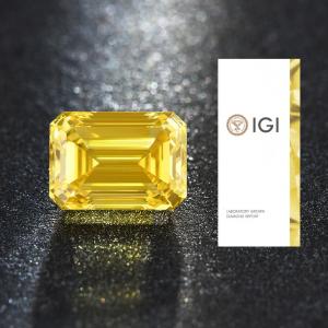Loose HPHT Lab Created Yellow Diamond Emerald Cut IGI Certificated
