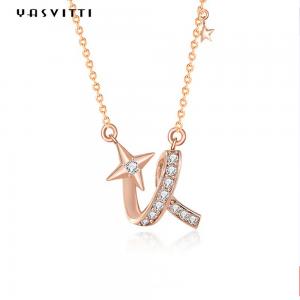 China 2g 17.7in Sterling Silver Jewelry Necklaces 18k Ceremony Twisted Gold Star Necklace supplier