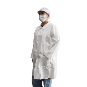 China White Disposable Microporous Film Laminate Lab Coat With Pockets and snaps closure wholesale