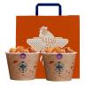 Flat handle Brown Cardboard Takeaway Paper Bags For Supermarket