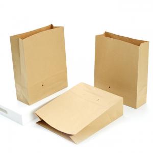 Custom Logo Print Deli Food Packaging Takeaway Bread Carrier Kraft Paper Bags