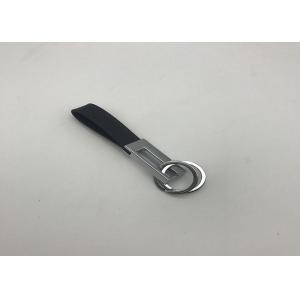Printing Laser Logo Blank Leather Keychains , Black Custom Leather Keyring