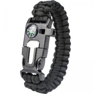 5 in 1 MultI-function Paracord Survival Bracelet Flint Steel Fire Starter Kit Whistle Compass