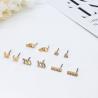 5 Pairs Per Set Gold Earrings Jewelry Shiny Crystals 316 Stainless Steel Bar