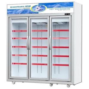 Silver Champagne Color Glass Door Freezer 5 Layers Shelves For Frozen Sea Food