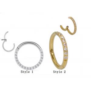 Hinged Segment 14K Gold Clicker Hoop shape with 16G Pave Diamond