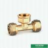 China Reducer Threaded Tee Pex Fittings Brass Color ISO Standard Customized Designs And Weight wholesale