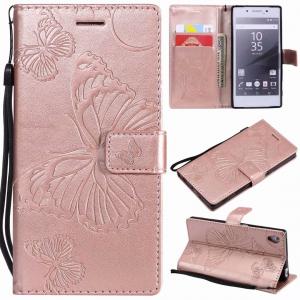 China Sony Xperia Z5 Embossing 3D Butterfly Leather Bracket Stand Wallet Case with wristlet strap supplier