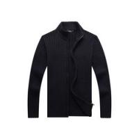 China 100% cotton Autumn Winter Zipper Sweater Mens Black Cardigan Sweater on sale