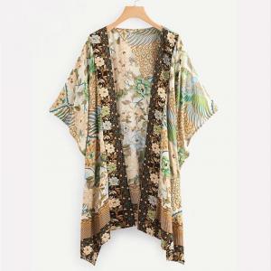 China Rayon Cotton Peacock Print Oversize Kimono For Women supplier
