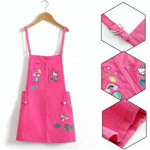 China Stretchable Waist Summer Peach Overalls Skirts Sleeveless For 8-16 Years Girls supplier
