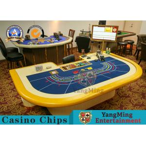 Fiber Fireproof Board Baccarat Gambling Poker Table 3m³ With Wooden Pedestal Leg