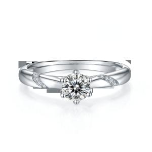 White 925 Sterling Silver Custom Moissanite Ring Engagement