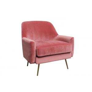 Metallic Legs Fabric Arm Chair Peach Velvet Armchair Seat Removable