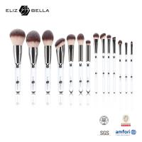 China 14PCS Professional Quality Makeup Brush Set, Shiny Silver Ferrule And Clear Plastic Handle,Beauty Cosmetic Tools on sale