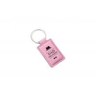 China Rectangle PU Leather Key Chains Laser Logo 3mm Thick Vintage Leather Key Holder on sale