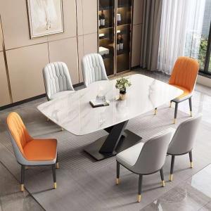China Customized Sintered Stone Marble Dining Table Set 4 Chairs Dining Table Set 6 Seater supplier