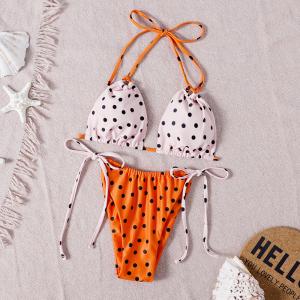 black point orange style swimwear  High Waist Bikini Women'S Solid Color Sexy 2-Piece /Swimming Suits Bikini  large size