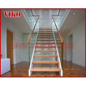 Solid Wood Staircase VK93S Beech Handrail Tread Beech ,Railing tempered glass, Handrail b eech Stringer,carbon