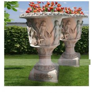 Garden Stone Flower Pot, Stone Carved Planter, Marble Granite Flower Pot (YKFP-3)