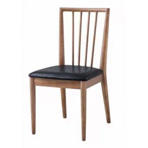 Stackable Cafeteria Antique Oak Dining Chairs With Leather Seat