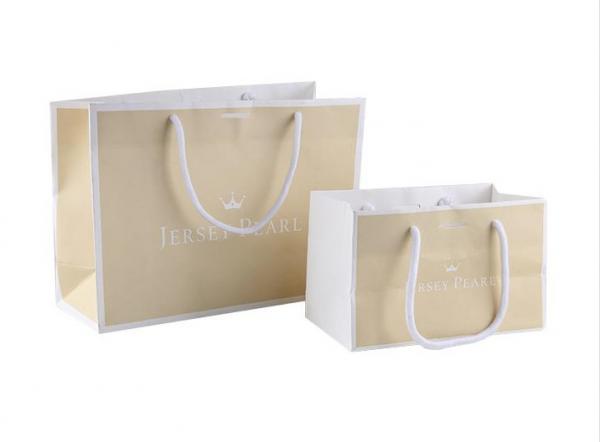Customized Size Paper Shopping Bags With Silk Ribbon / Circle Tube Handle