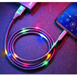 TPE Jacket Smart Phone Cable 2.4A  With Voice Control Colorful LED Lights