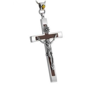 China Women's and Men's Gothic Style Sterling Silver Cross Pendant Necklace with Sandalwood(XH038761W-L) supplier