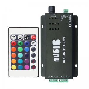 12A LED Strip Light Controller , Sound Sensitive 24 Key IR Remote Controller