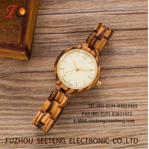 China wholesale   Pu watch  wooden watches alloy case  quartz watch fashion watch concise styleDelicate / elegant wooden strap supplier