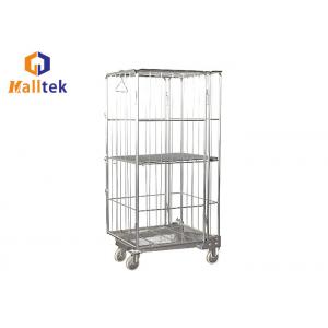 Silver Folding Storage Rolling Galvanised Logistics Trolley Cart