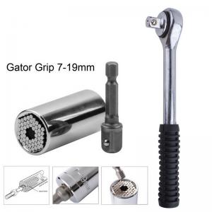 China 7-19mm Universal Socket Wrench with Drill Adapter+3/8 39 Teeth 7.5-inch Ratchet Socket Wrench Spanner Tool supplier