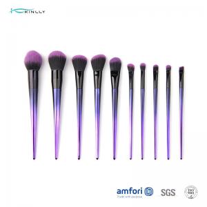 China Gradient Plastic Handle Synthetic Hair Makeup Brush With Aluminum Ferrules supplier