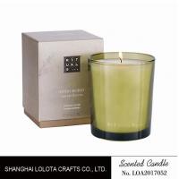 China Handmade Scented Soy Candles , Long Lasting Scented Candles In Green Clear Bottle on sale