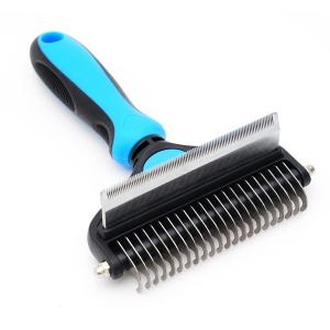 Pet 2-In-1 Detangling Grooming Comb Cat Hair Cleaner Removal Dense Toothed Dog Rake Brush